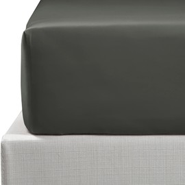 NTBAY 500 Thread Count 100% Egyptian Cotton Double Fitted Sheet, Super Soft Cozy and Breathable Deep 12" / 30cm Fitted Bed Sheet, Charcoal Grey