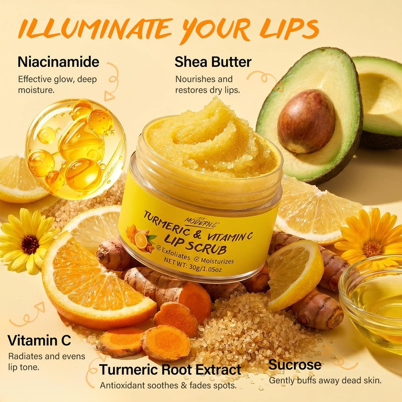Turmeric Lip Scrub for Dark Lips Vitamin C Lip Scrubber
