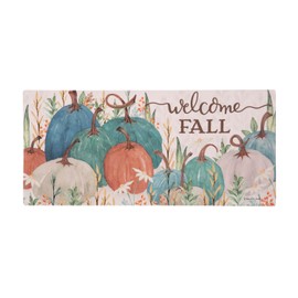 Evergreen Fall Pumpkins Sassafras Interchangeable Doormat | Fron Door Welcome Mat for Entrance Outdoor and Indoor | 22 x 10 inches Switch Mat