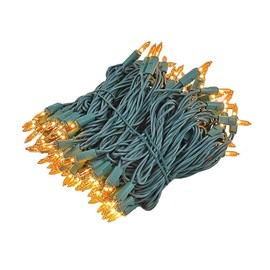 Novelty Lights 140 Light Chasing Patio Party Christmas Mini Light Set, Orange, Green Wire, 46.5' Long