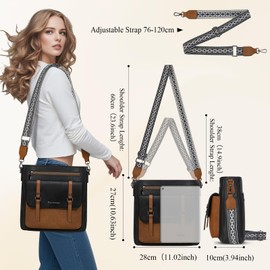 RAINSMORE Cross Body Bag Women Soft PU Leather Women's Cross-body Bags Medium Crossbody Bags for Women Handbags & Shoulder Bag with Adjustable Wide Straps Black and Brown