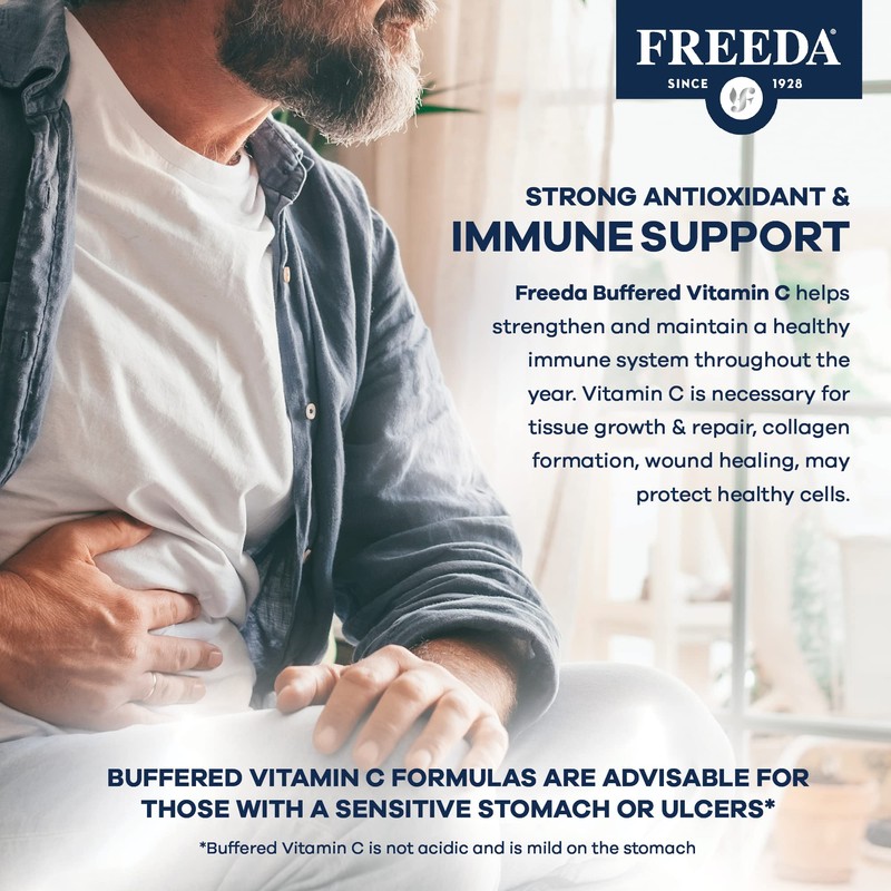 FREEDA Buffered Vitamin C 500mg – Non-Acidic Calcium Ascorbate –