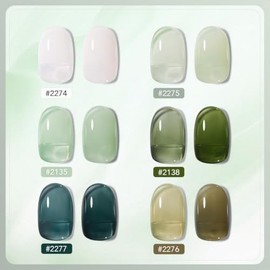 GAOY- Juego de esmaltes de uñas en gel blanco y verde gelatinoso, 6 colores transparentes, kit de uñas en gel transparente para manicura en gel de sal