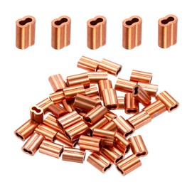 sourcing map Copper Duplex Oval Crimping Sleeve 1/16"(2mm) Cable Ferrule Crimping Loop Sleeve for Wire Rope Cable Fishing Line, Pack of 50