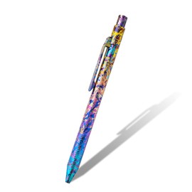 Origin-Joy Colorful Titanium Alloy Bolt Action Pen, Slim Lightweight EDC Pocket Tactical Pen, Portable Signature Pen With 5 Ballpoint Refills, Cool Gadget Gift (Doodle Style)