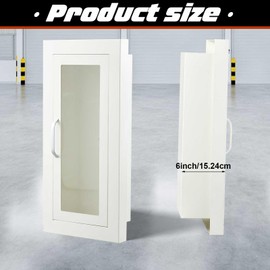 Zonon 1 Pcs Semi Recessed Fire Extinguisher Cabinet Box Steel Recessed Wall Cabinet, Magnetic Door with Handle, Acrylic Window, 2.5 Inch Trim, for 2.5/5/10 lb Dry Chemical Fire Extinguisher (White)