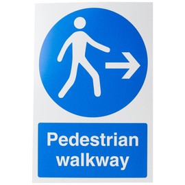 Seco Pedestrian Walkway - Right Arrow Sign, 200mm x 300mm - 1mm Semi Rigid Plastic