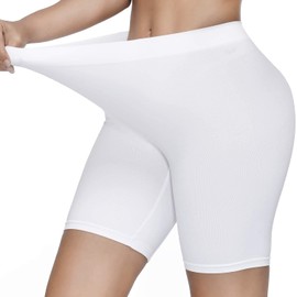 SIMIYA Slip Shorts for Women, Comfortable Smooth Stretch Seamless Slip Shorts for Under Dresses White