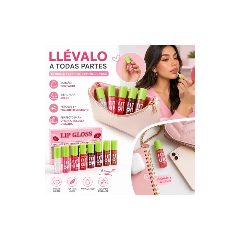 Set De Cuidado Labial Hidratante Glossy Liquid Lip Oil Gloss