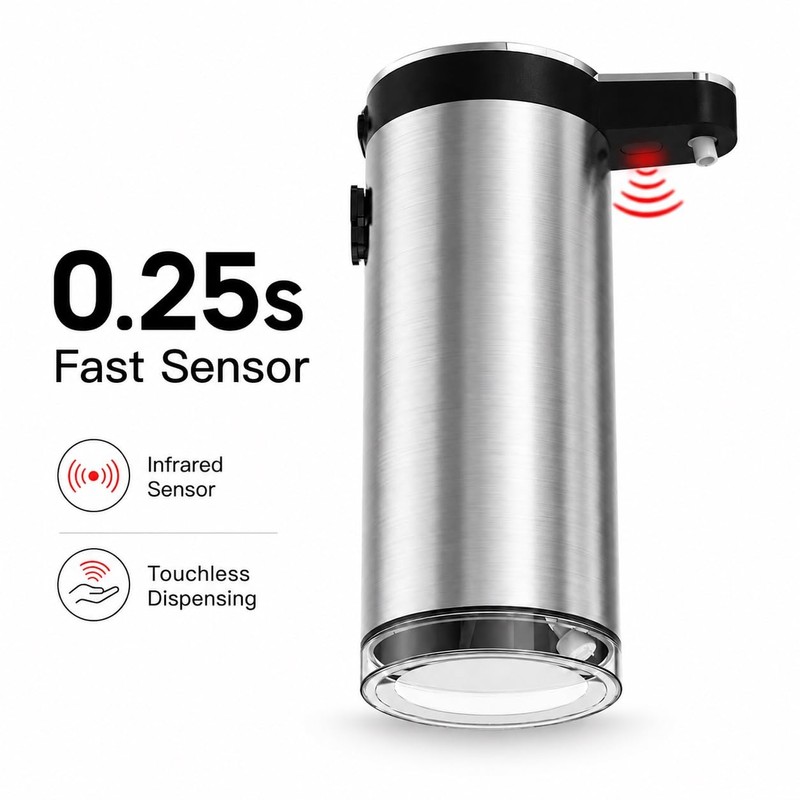 Automatic Liquid Soap Dispenser Touchless, Stainless Steel,USB Rechargeable