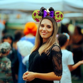 XXXPOWERXXX Mouse Ear Headbands with Bow,Sequins Hairbands Hair Accessories (HB192)