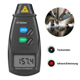 FITNATE 20713A Digital Tachometer RPM Meter, Non Contact Rotation Photo, 2.5~99,999 RPM Accuracy with Batteries Included, 4 Packs of Reflective Tape, Revision Instruction