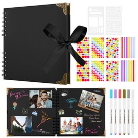 Aolso Scrapbook Photo Albums 30 Black Pages, DIY Memory Album, 20.5 X 20.5 CM Scrapbooks DIY Photo Album for Baby Child, DIY Gift Scrapbooking Kits, Scrapbooking Albums, Black
