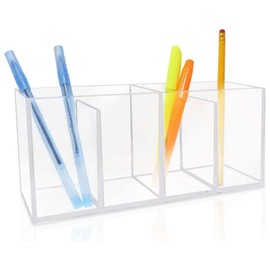 Perfeclan Transparenter Aufbewahrungsorganisator für Kosmetikpinsel, 4 Fächer, für Zuhause, Büro, Schreibtisch, Mehrzweck-Eyeliner-Stiftehalter, 22,3 x 7,1 x