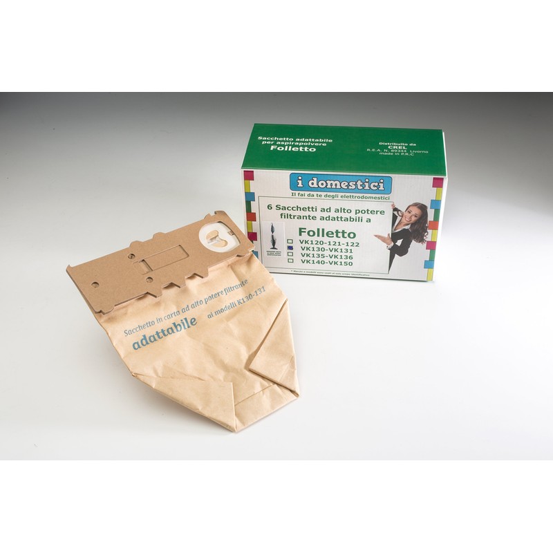 Confezione da 6 Sacchi Adattabili per Vorwerk Folletto Vk 130-131