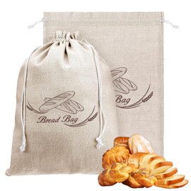 Bread Bags with TPU Plastic Lining, Bread Storage Bags, Eco Linen Bread Bags for Homemade Bread, Keeps Bread Fresh (40 x 30 cm), Pack of 2