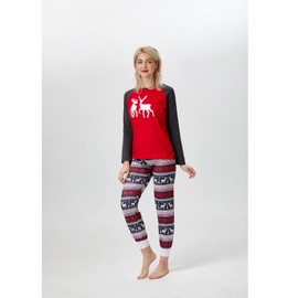 Family Matching Christmas Pajamas for Adult Letter Print Fawn Sleepwear Cotton Holiday Pjs Men Women 2 Pieces Set (8-9 Years, kids)