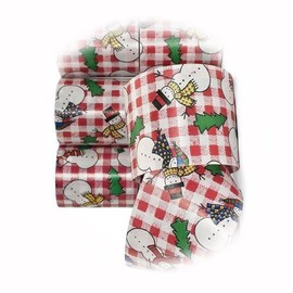 The New 7 Spls Christmas Snowman Red White Gingham Country Flora Satin Acetate Ribbon Perfect for Crafting, Gift Wrapping, and Decorating Ribb1w01678