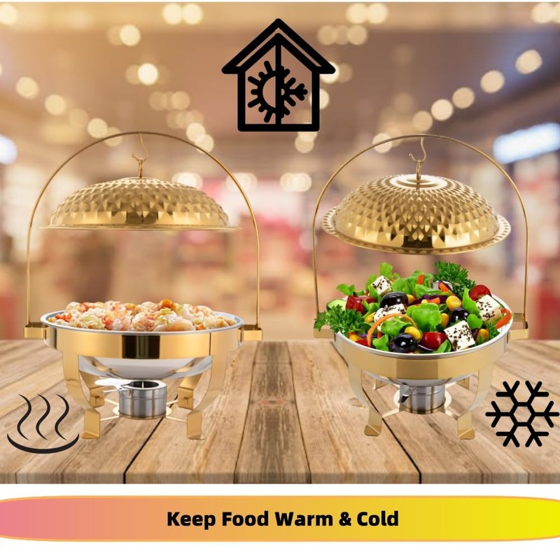 6.3 QT Round Chafing Dish Buffet Set, 1-Pack Stainless Steel