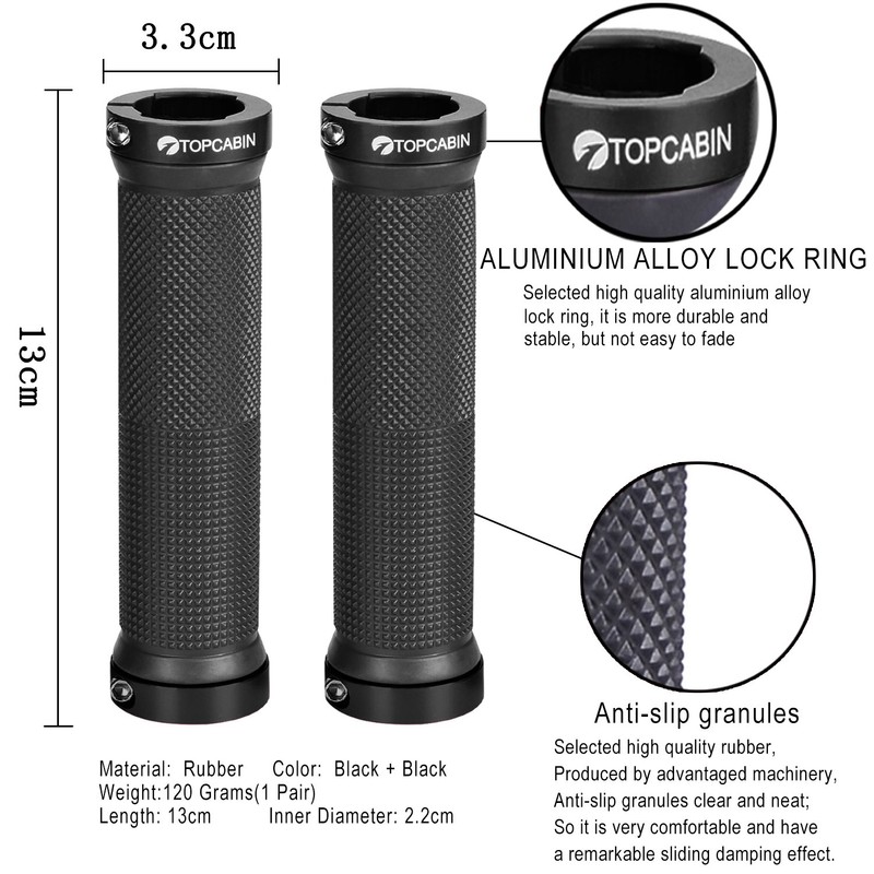 TOPCABIN Bicycle Handlebar Grips, Ergonomic Design, Mountain Bike / BMX