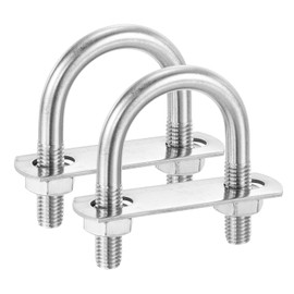 PATIKIL Round U-Bolts, 2 Pcs 1.5"(38mm) Inner Width 69mm Length M10 with Nut Plate Washer 304 Stainless Steel Round Bend U-Bolts for Boat Trailer Axle Sailboat