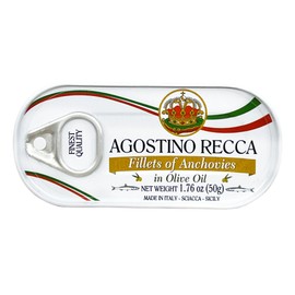 Agostino Recca Fillet of Anchovies in Olive Oil, 1.76 oz (50g) – Premium Italian Anchovies, Product of Italy [Pack of 3]