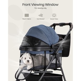 OJCME 3 in 1 Pet Carrier Stroller with Detachable Carrier, Foldable Dog & Cat Stroller for Small/Medium Dogs up to 33 lbs, Large Storage Bag, Full Window Mesh, One-Touch Dual Brake, Car Seat