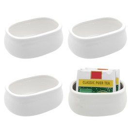 Compact 4 Piece Ceramic Sugar Packet Holder Set - Versatile 160ml White Sugar Sweetener and Tea Bag Organizer - Durable, Dishwasher Safe, Perfect for Kitchens, Cafes and Restaurants