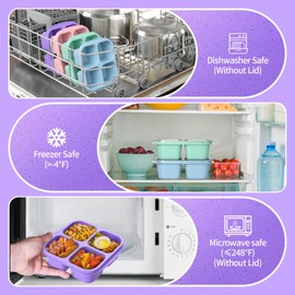 CSQLJ Bento Snack Containers(4 Pack), 4-Compartment Meal Prep Containers Reusable, Snackle Box Container for Kids and Adults,Divided Lunchable Container Food Storage Containers for School, Work, Travel