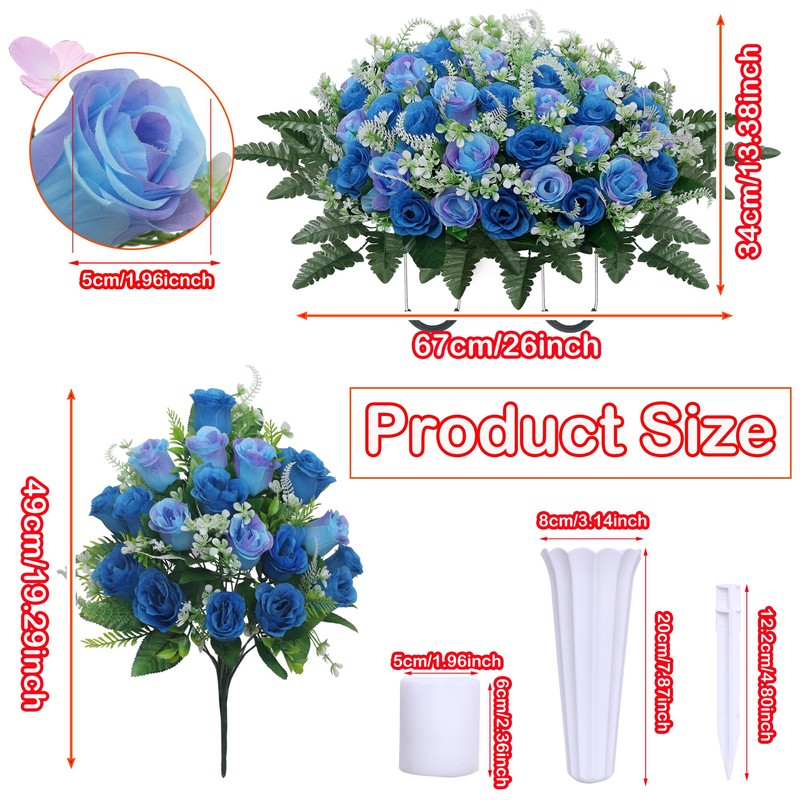 LOSFOTBO 3pcs Headstone Flowers Saddle for Tombstone,Cemetery Flower Memorial Bouquet