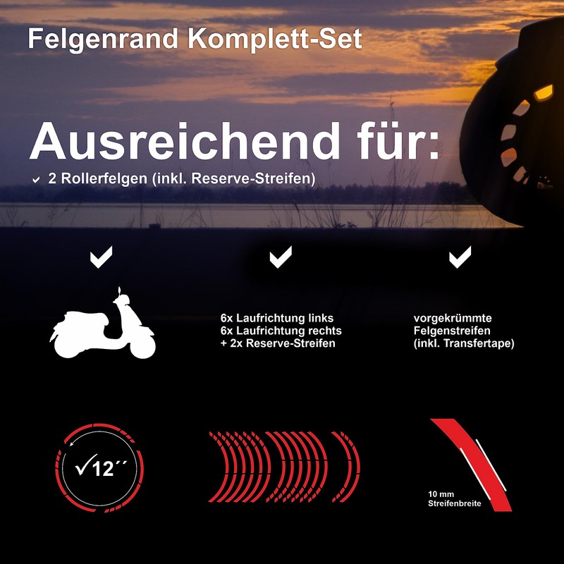 Tankpad 12 Inch Wheel Rim Sticker Set Suitable for Vespa