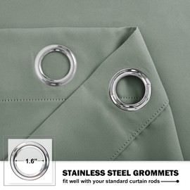 NICETOWN Sage Green Blackout Curtains Short, Thermal Insulated Tailored Curtains Privacy Drapes for Nursery/Baby Room, Grommet Small Window Topper for Living Room/Christmas, 34 x 36 inch, Set of 2