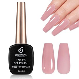 CHERIMOYA Esmalte Gel Semipermanente Nude Jelly Traslúcido | 12 ML Gel Translucido de Alta Calidad, 6 Colores Elegantes Efecto Cristal, Esmalte Permanente UV/LED