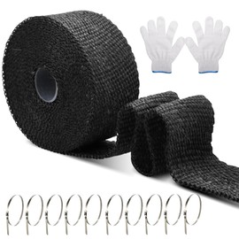 ZSOPN 10 m exhaust heat protection tape, exhaust sealing tape, heat protection tape, exhaust with 10 pieces stainless steel cable ties and gloves, exhaust tape for cars, motorcycles, exhaust pipes,