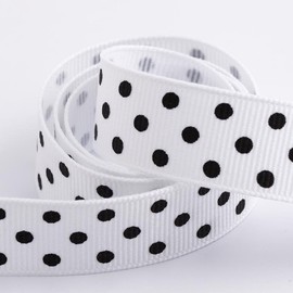 Polka Dot Grosgrain Ribbon 15mm x 10 Metres - White