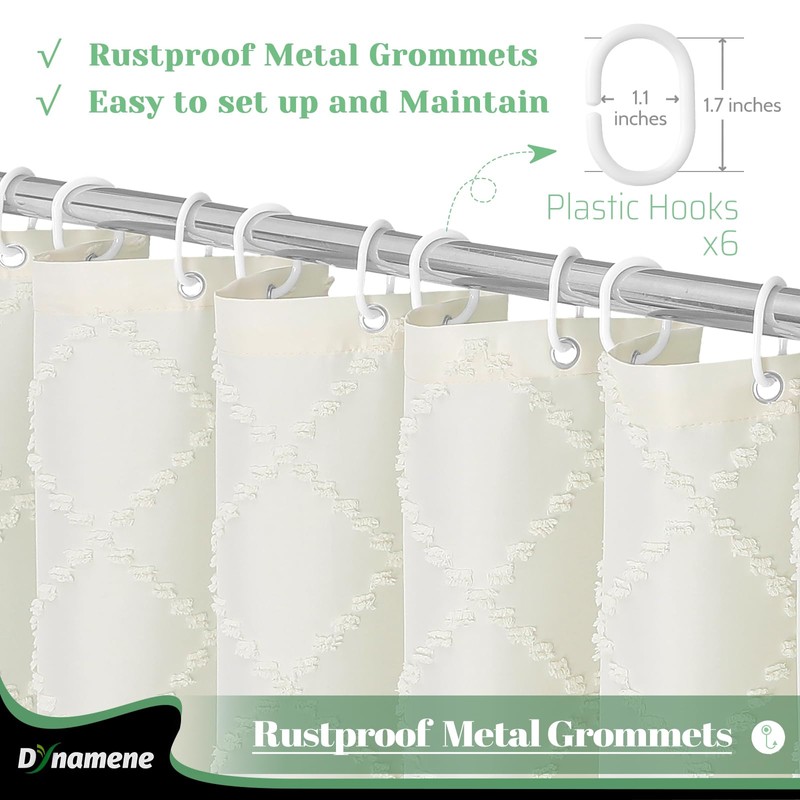 Dynamene Stall Fabric Shower Curtain, 36x72 inch Half Boho Tufted