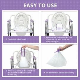 ININCARE Commode Liners with Absorbent Pads for Bedside Commode, 50 Lavender Scented Bedside Commode Liners and 50 Commode Pads, Commode Toilet ＆ Camping Toilet Bags