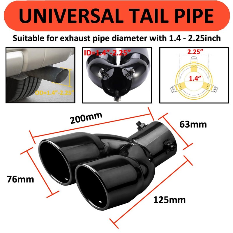 MOCNT Car Exhaust Tail Pipe Stainless Steel Car Exhaust End