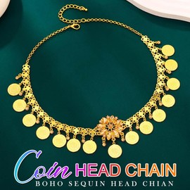 Kilshye Coin Head Chain Gold Headpiece Hair Chains Festival Hair Accessories for Women