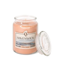 Havenwick Sunlit Sand Soy Blend 22-oz Large Jar Candle, Long Lasting 110-130 Hour Burn Time with Single Cotton Wick, Relaxing Scented Candles for New Home Gift & Housewarming Parties
