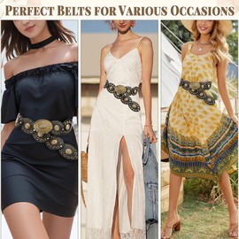 Chihutown PU Leather Disc Belt, Vintage Waist Belt,Western Style Womens Belts, Brown Belt Women, Fashion Belts for Women (Black)