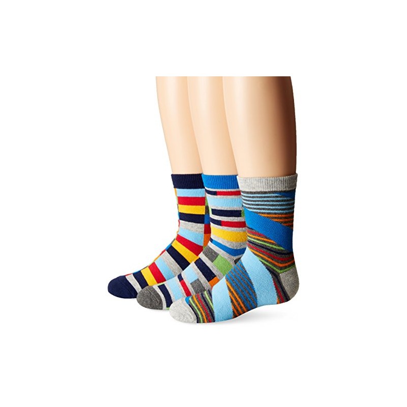 Jefferies Socks Big Boys' Funky Stripe Crew Socks, Multi, X-Small