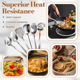 SIWOKJJO 6 Pcs Cooking Utensils Set, Stainless Steel Kitchen Utensils