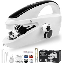 LUPOGRIGIO Hand Held Sewing Machines For Adults, Hand Held Sewing Machines for Hemming with Test Fabric(Not second-hand), Easy To Use Rechargeable Hand Sewing Machine for Beginners, Women(WHITE)