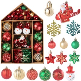 70-Piece Christmas Ornaments Set, Red, Green and Gold Christmas Baubles, Christmas Decoration Set, Christmas Tree Baubles, Christmas Tree Decoration Set, Christmas Tree Decoration Hanging Tree