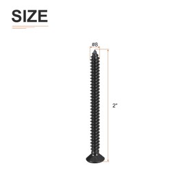 DTGN 25Pcs #8x2" Flat Head Wood Screws, 304 Stainless Steel Phillips Self Tapping Screws - Good for Woodworking, Furniture - Black