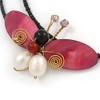 Avalaya Shell Butterfly and Freshwater Pearl Flower Flex Wire Choker
