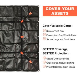 New- Waterproof Truck Bed & Trailer Cover, Heavy Duty Cargo Net Tonneau Cover with Metal D-Rings, + Straps- Small- 5' x 6' - USA Based