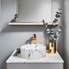 White Bathroom Sink Artistic Ceramic Vessel Sink with Waterfall Faucet