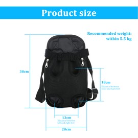 CATELL Cat Backpack, Breathable Carry Bag Cat Up to 5.5 kg Adjustable Legs Out Cat Backpack with Zip Velcro Fastening Foldable Pet Backpack for Small Dogs Bibs Puppies